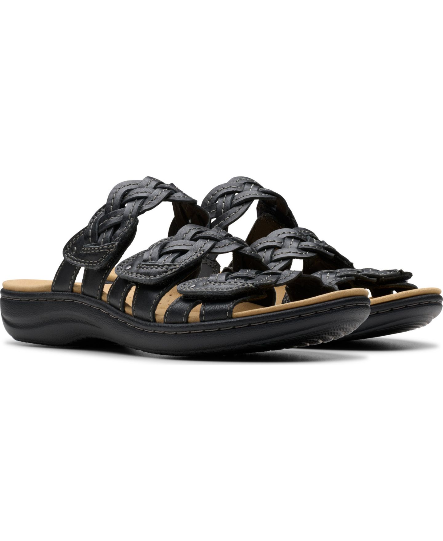 Женские сандалии Clarks Collection Laurieann Rio Slip-On Flat, цвет: Чёрный кожаный — фото 5