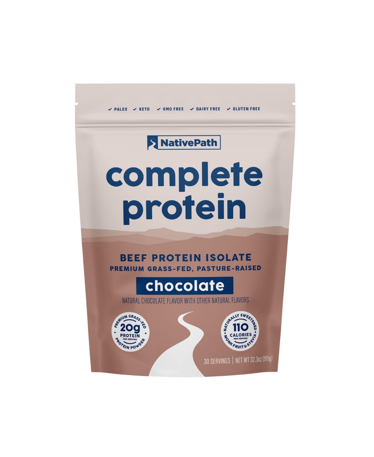 Complete Beef Protein Powder Isolate &#x2013; 20g Protein, Chocolate Flavor, 30 Servings - White