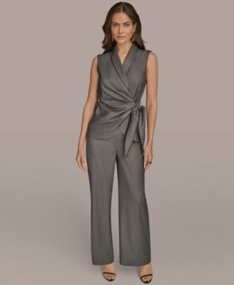 Women's Sleeveless Pinstripe Wrap Vest