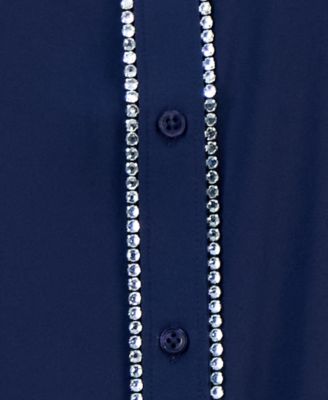Women's Solid Embellished Button Blouse, Exclusively at Macy's