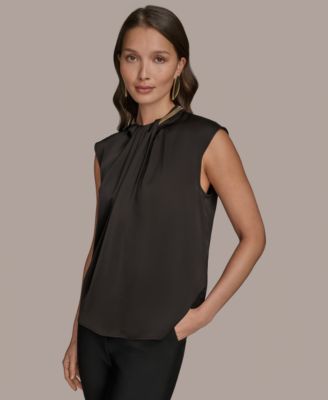 Women's Cap-Sleeve Twist-Neck Top