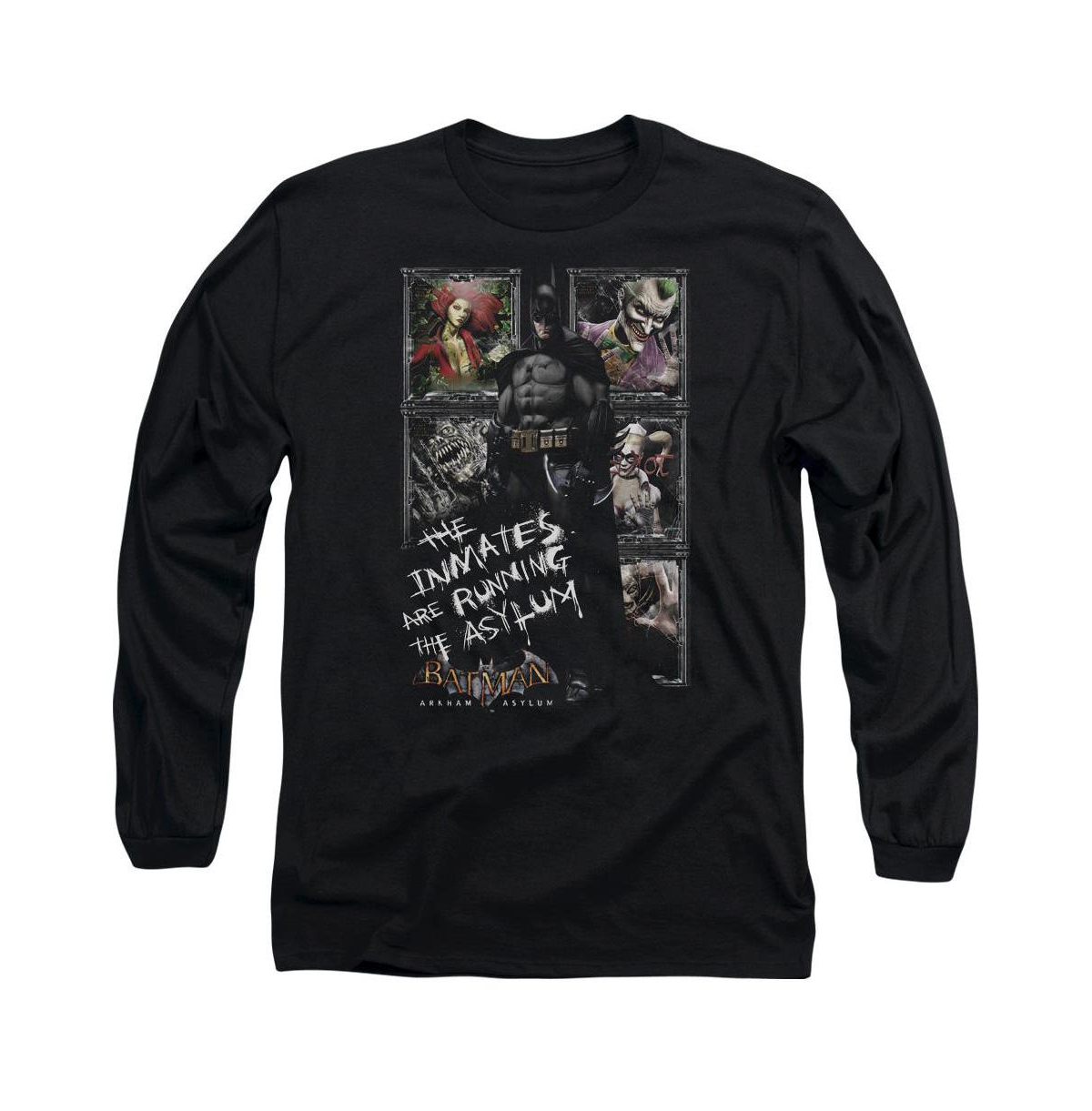 Men's Arkham Asylum Running The Asylum Long Sleeve Adult Tee / T-Shirt - Black