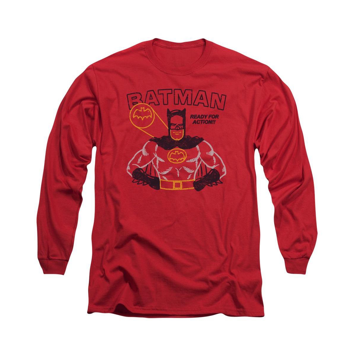 Men's Ready For Action Long Sleeve Adult Tee / T-Shirt - Red