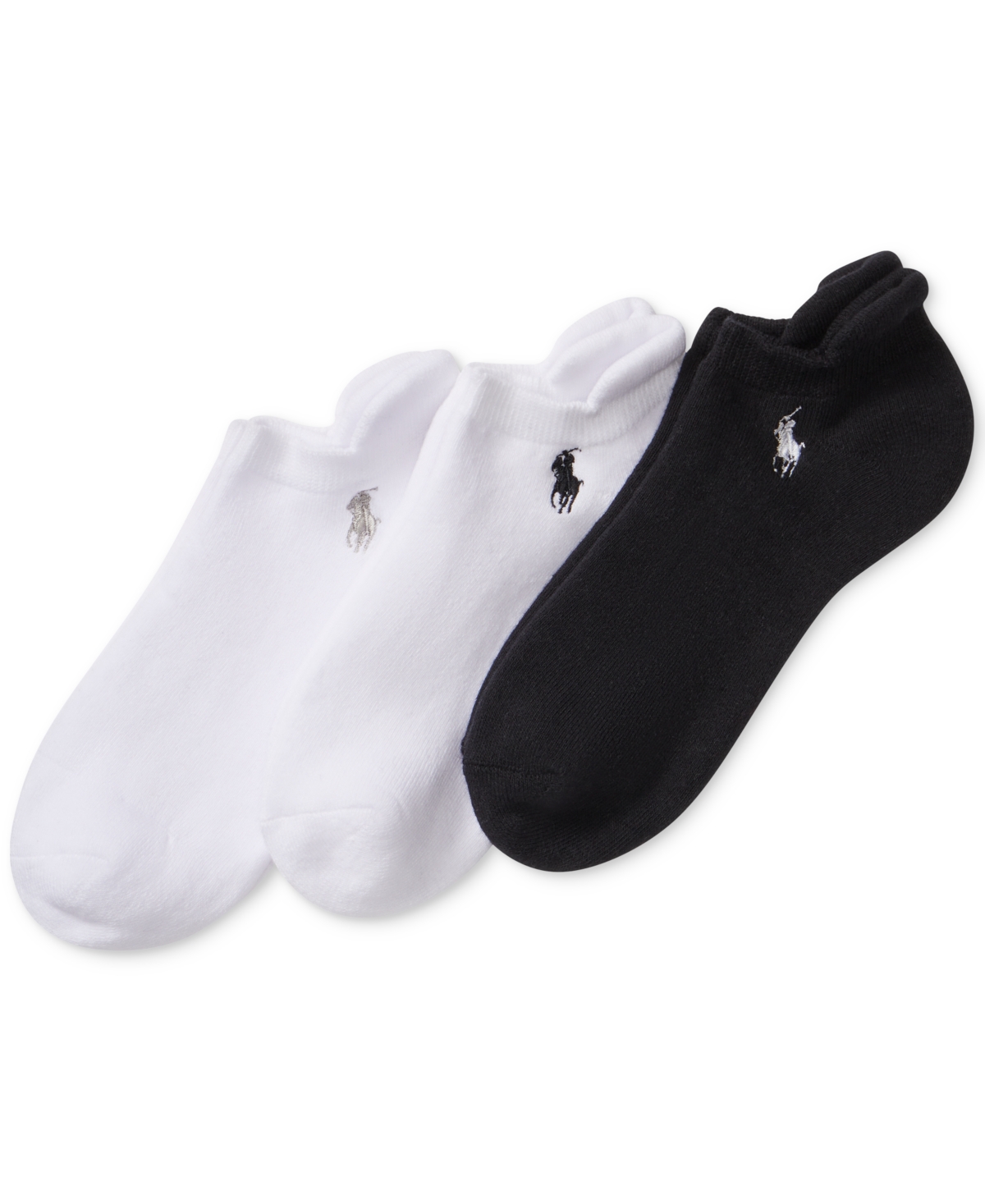 Polo Ralph Lauren Women's 3-Pk. Heel Tab Cushion Sport Socks 7470PK - Black Asso