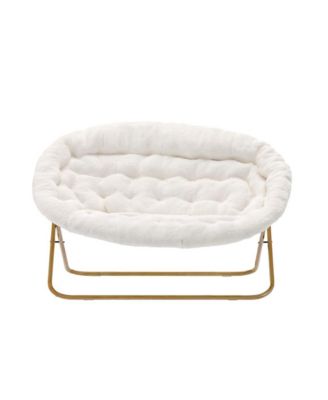 EMMA + OLIVER Double Steel Janey Folding Saucer Chair and Ottoman