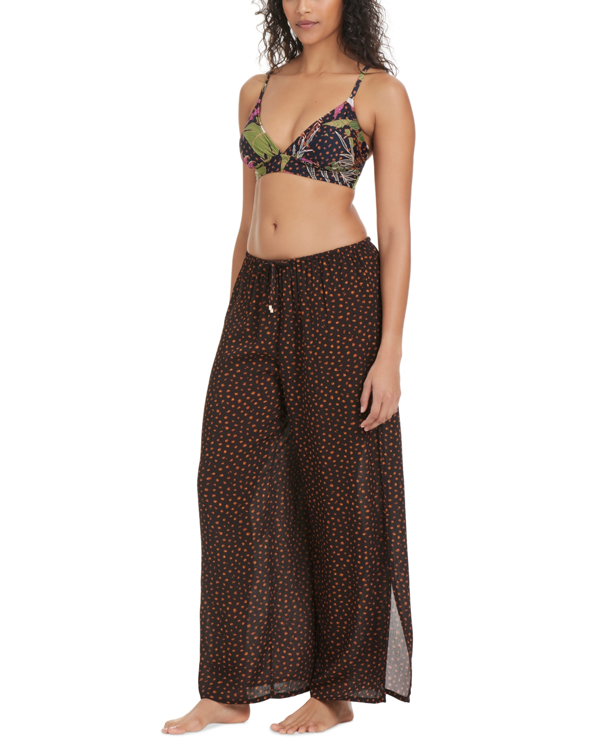 Bar Iii Women's Safari Heat Drawstring Pants Cover-up, Exclusively At Macy's In Brown
