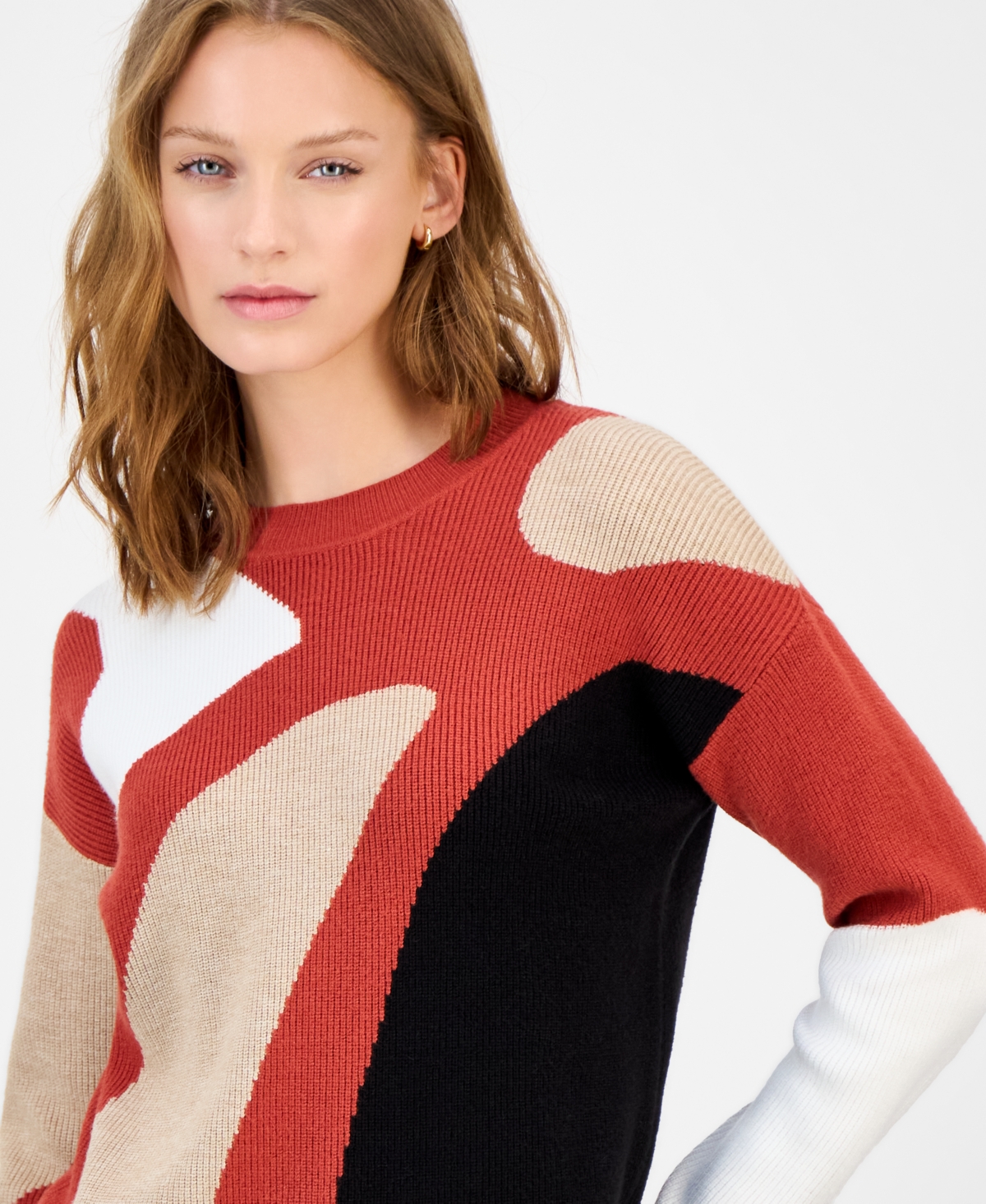 T Tahari Women's Abstract Colorblocked Sweater