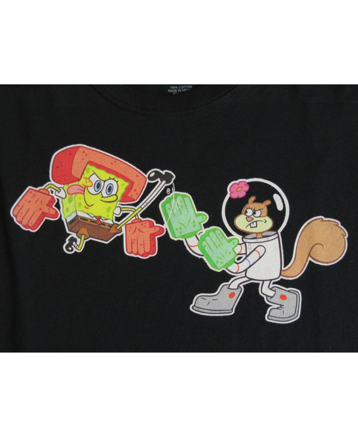 SpongeBob SquarePants Men's The Fighting with Sandy Long-Sleeve Graphic T-Shirt