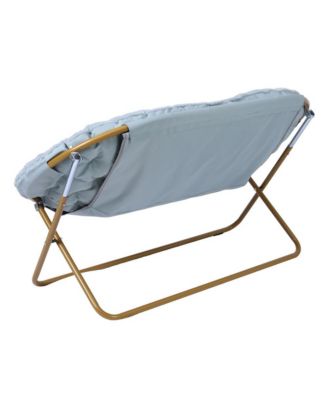 EMMA + OLIVER Double Steel Janey Folding Saucer Chair and Ottoman