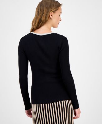 Women's Contrast-Trim Knit Top