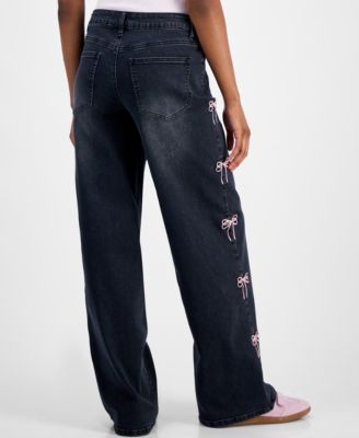 Juniors' Ultra 90s Bow-Embroidered Jeans