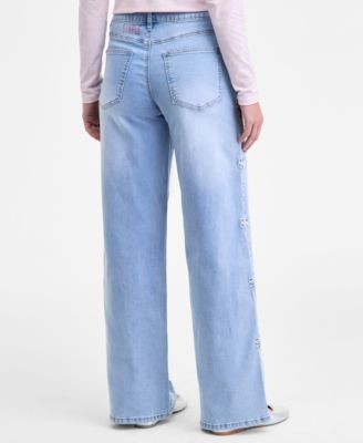 Juniors' Ultra 90s High-Rise Bow-Trim Jeans 