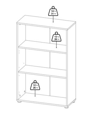 48.66" High 3 Shelf Adjustable Bookcase