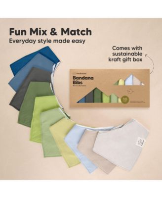 10pk Baby Bandana Bibs, Cotton Baby Drool Bibs for Baby Boy, Girl, Baby Bibs for Infant, Newborn