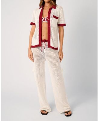 Women's Oversized Crochet Button-up Shirt