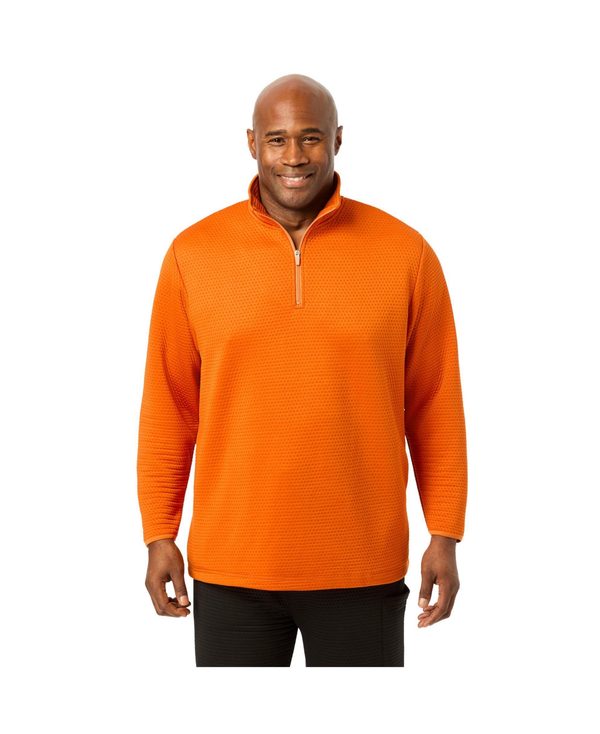 Big & Tall Dot Texture Performance 1/4 Zip - Burnt orange