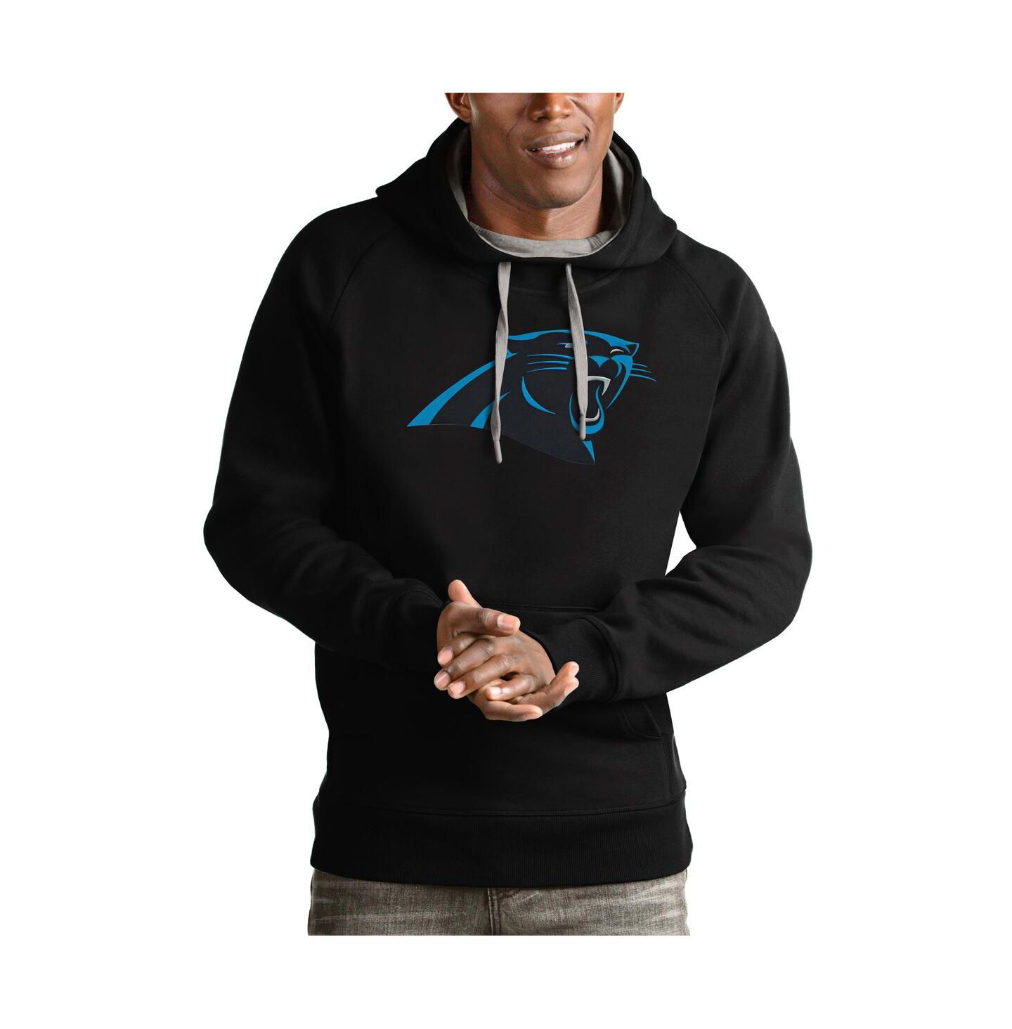 Мужское худи Antigua Black Carolina Panthers Victory Pullover — фото 1