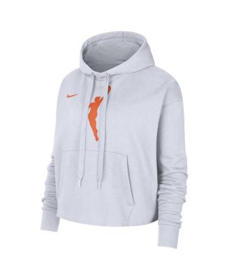 Women's White WNBA Logo Woman Team 13 Cropped Pullover Hoodie