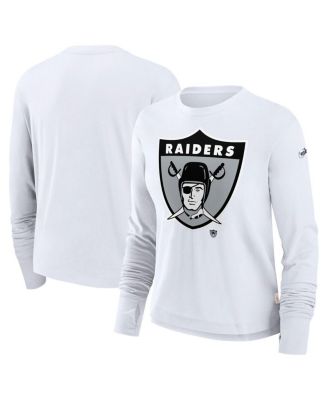 Nike - Women's White Las Vegas Raiders Large Logo Cropped Long Sleeve Fashion T-Shirt