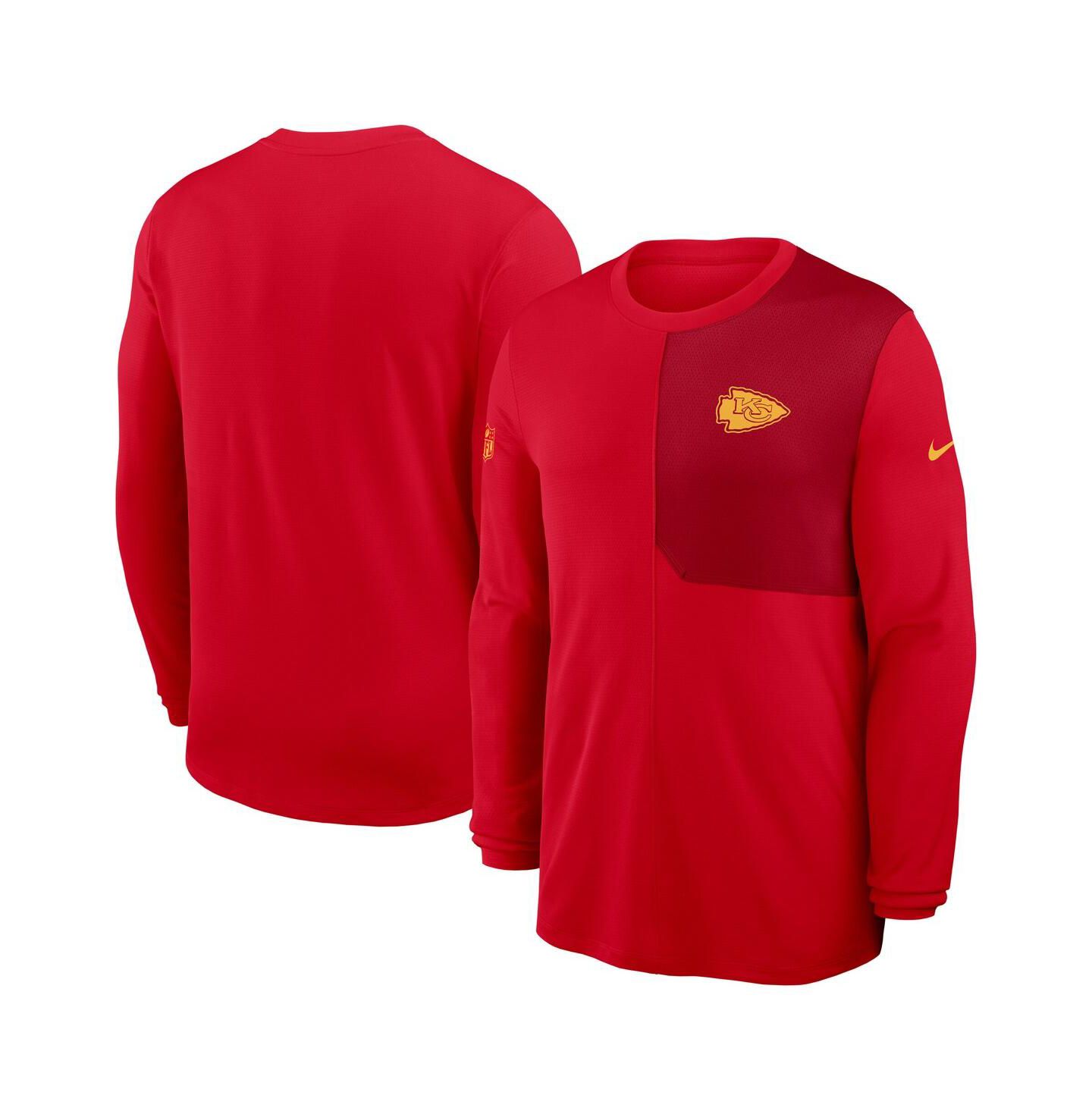 Мужская футболка Nike Red Kansas City Chiefs Sideline Coach UV Performance Long Sleeve — фото 1