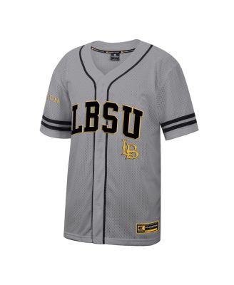 Men's Gray Cal State Long Beach the Beach Free Spirited Baseball Jersey