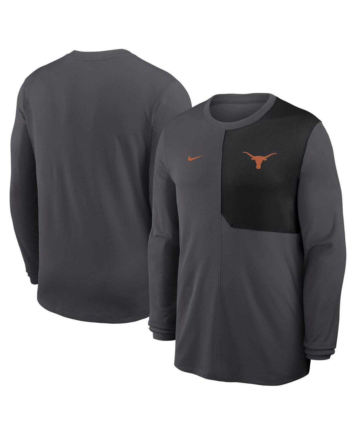 Men's Anthracite Texas Longhorns 2025 Sideline Coach Uv Performance Long Sleeve T-Shirt - Anthracite