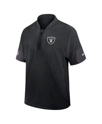 Men's Black Las Vegas Raiders Sideline Short Sleeve Quarter-Zip Performance Coach Jacket