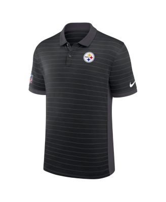 Men's Black Pittsburgh Steelers Sideline Victory Stripe Performance Polo Shirt