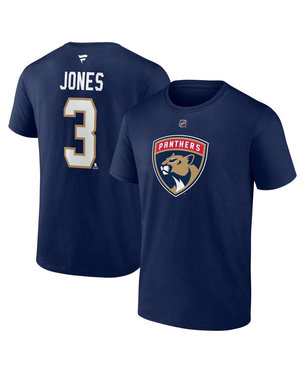 Men's Seth Jones Navy Florida Panthers Authentic Stack Name Number T-Shirt - Navy