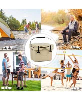 16 Quart 24-Can Capacity Portable Insulated Ice Cooler with 2 Cup Holders