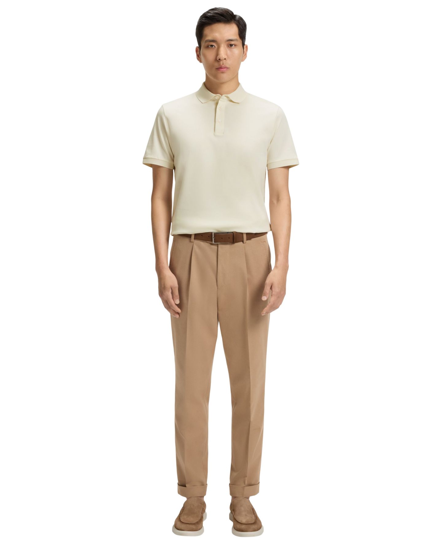 Мужское поло Hugo Boss Regular-Fit Mercerized Cotton Polo Shirt, цвет: Белый — фото 4