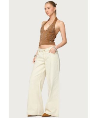 Women's Contrast Stitch Low Rise Baggy Jeans