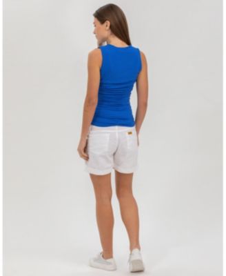 Maternity Linen-Blend Shorts with Stretch Waistband