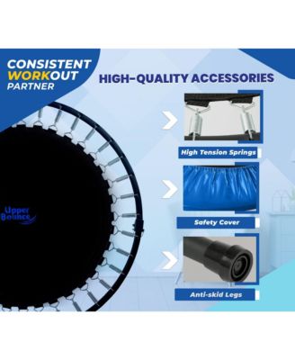 Mini Trampoline for Adults - Rebounder Exercise Fitness Indoor/Outdoor Trampoline - Small Foldable Trampoline for Kids with Adjustable Bar and Safety Padding