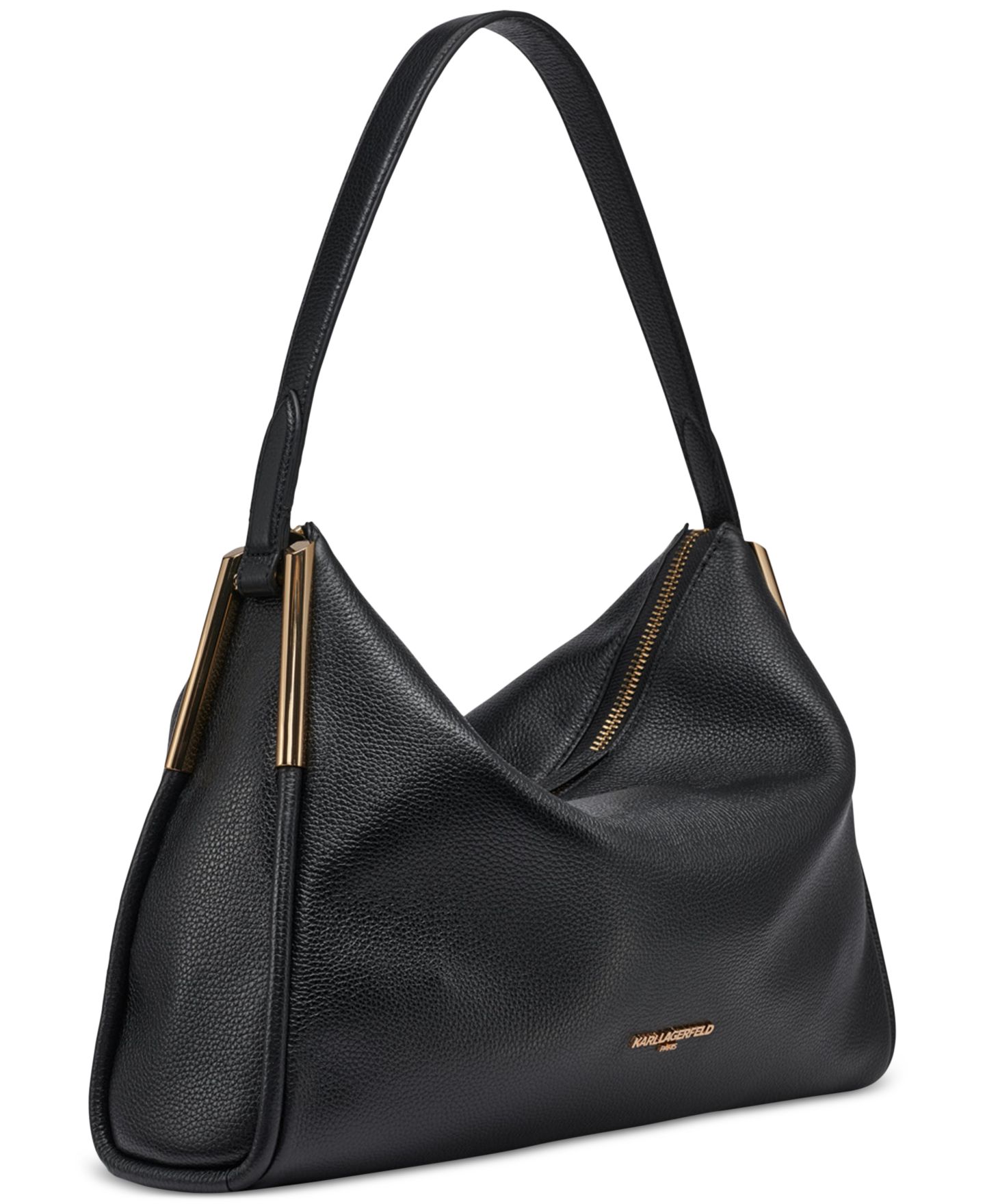 Женская сумка KARL LAGERFELD PARIS Valerie Large Leather Hobo, цвет: Чёрный / Золотой — фото 2