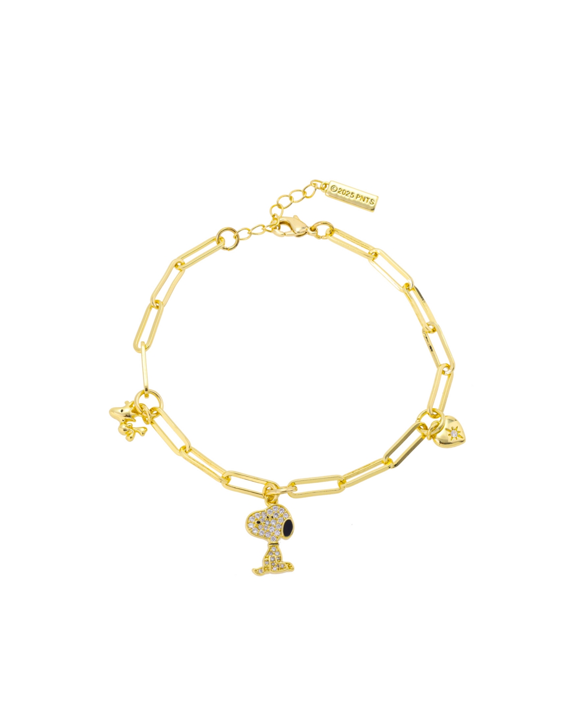 Cubic Zirconia and Crystal Charm Bracelet - Gold