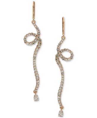 Emily in Paris - Gold-Tone Crystal & Pav&eacute; Looped Bar Linear Drop Earrings