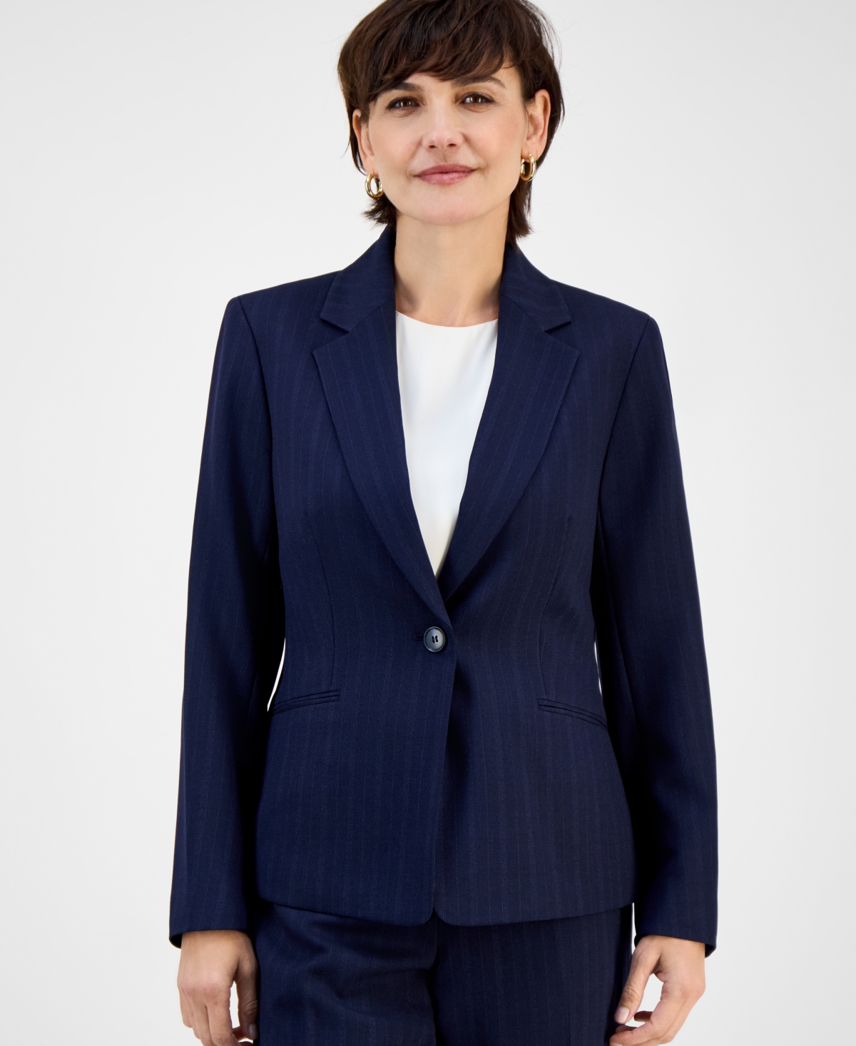 Le Suit Women's Notch-collar One-button Pantsuit