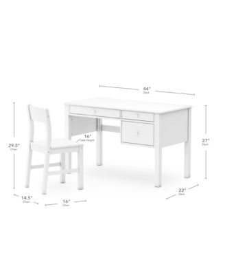 Madison Kids Desk with Hutch and Chair Set - White: Kids Wooden Bedroom Writing Table with Storage, Wood Study Table for Kids with Hutch