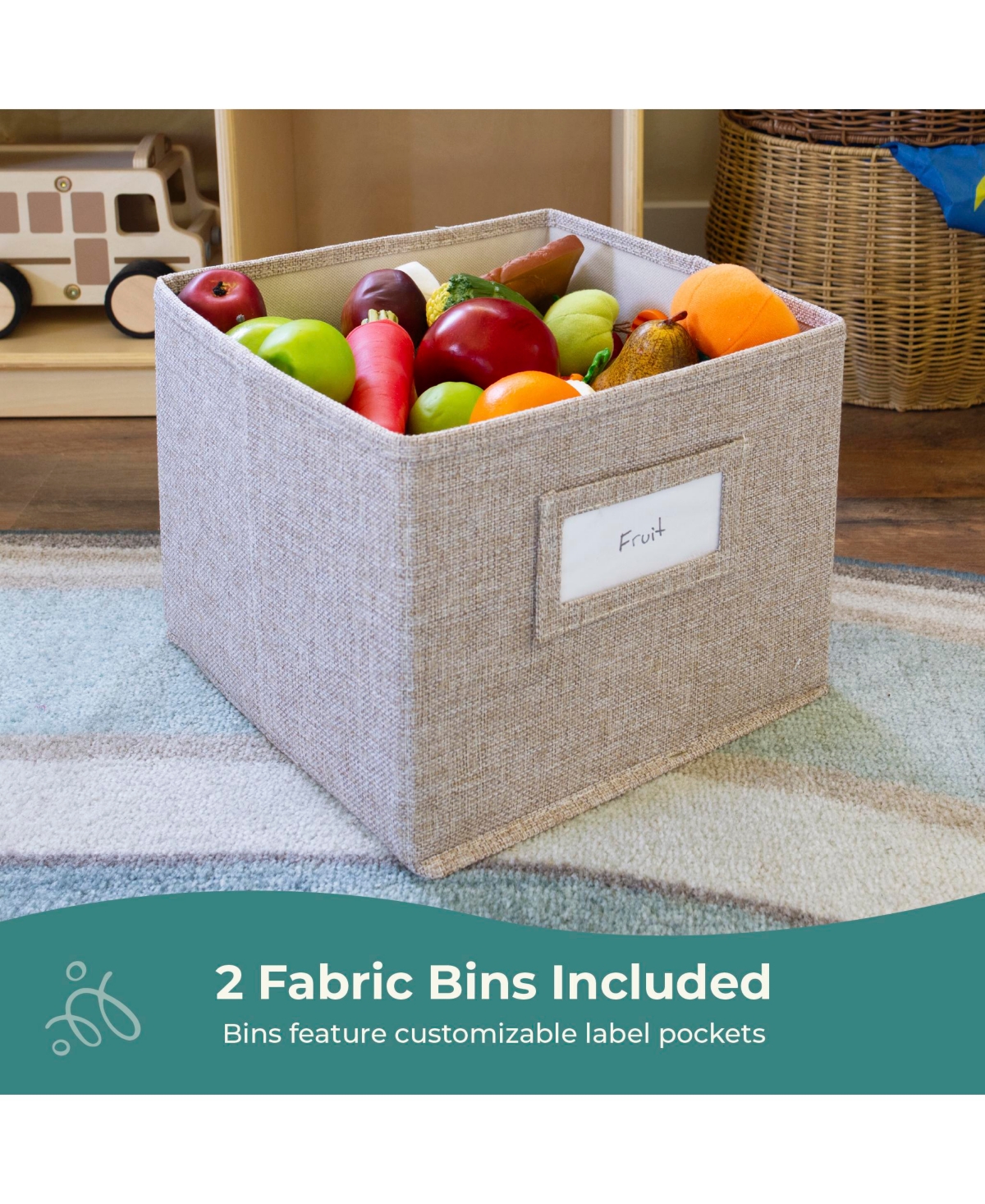 Guidecraft EdQ Reading Nook - Natural: Children's Wooden Bedroom Bench, Kids' Bookshelf, Toy Cubby Organizer and Cube Storage