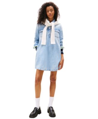 Tommy Jeans - Women's Cotton A-Line Long-Sleeve Denim Dress