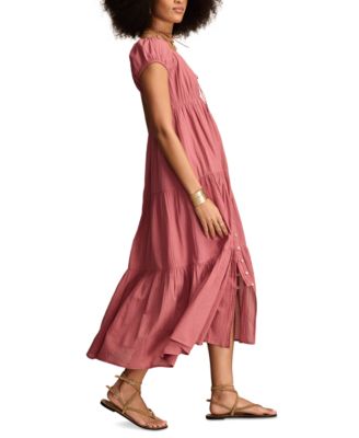 Women's Button-Front Tiered Midi Dress