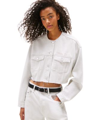 Women's Oversize Collarless Crop Jacket