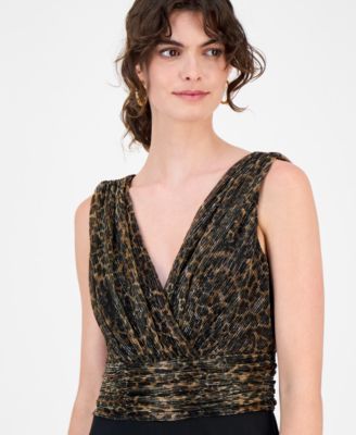 Women's Leopard Print Bodice Chiffon Jumpsuit