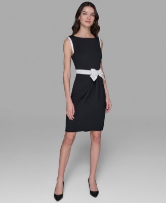 KARL LAGERFELD PARIS - Women's Scuba Crepe Bow Sheath Dress