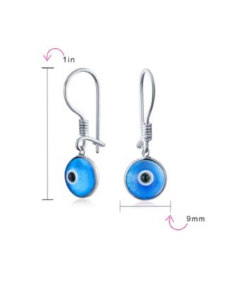 Set of 2 Spiritual Protection Nazar Evil Eye Dangle Earrings Sterling Silver