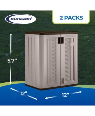 9 Cu Ft Heavy Duty Resin Garage Base Storage Cabinet, Platinum (2 Pack)