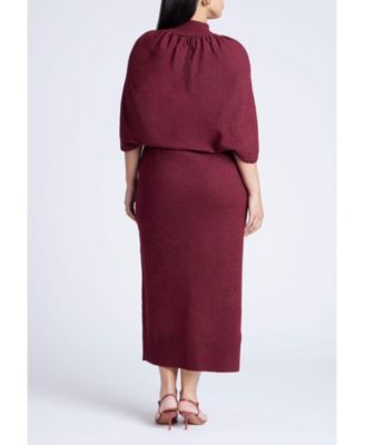 Women's Plus Size Sweater Cape Dress
