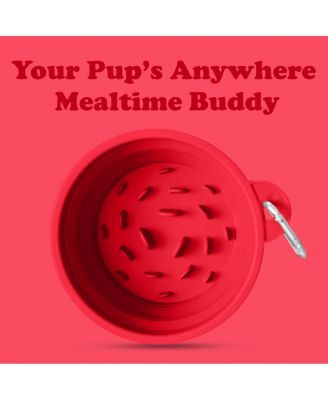 Slow-Feeder, Non-Skid, BPA-Free Silicone Travel Dog Bowl