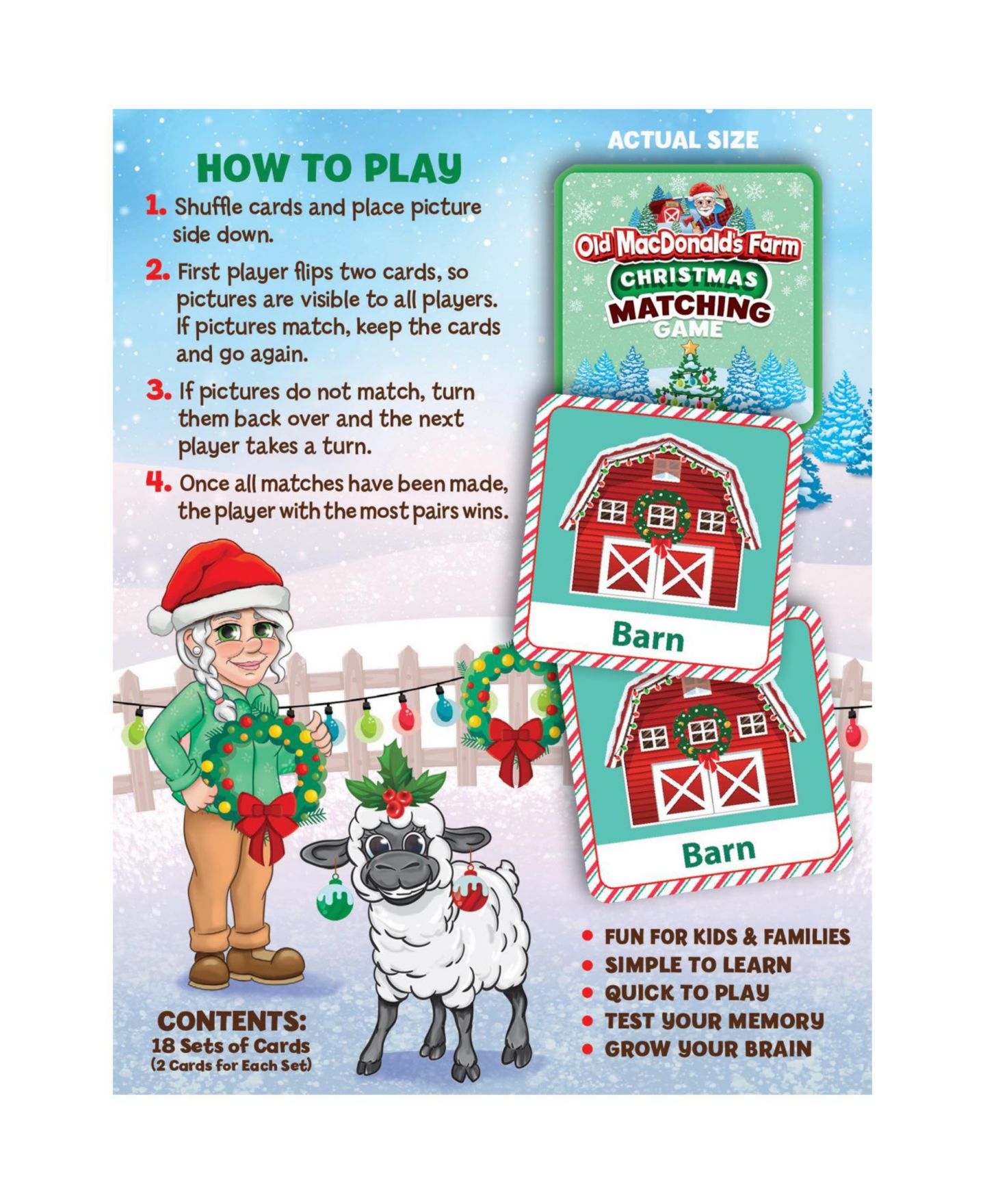 Детские игрушки MasterPieces Puzzles Old MacDonald's Farm Christmas Matching Game — фото 3